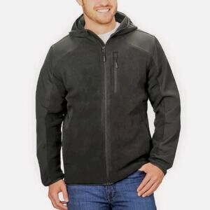 Reebok charcoal Hybrid Softshell Fleece Hooded Jacket